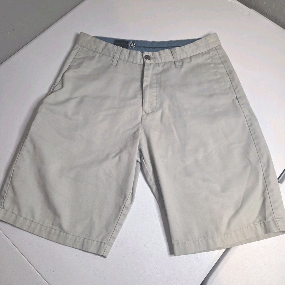 Volcom Mens Chino Shorts Size 32 Khaki Tan Corpo Class Skate Casual Flat Front
